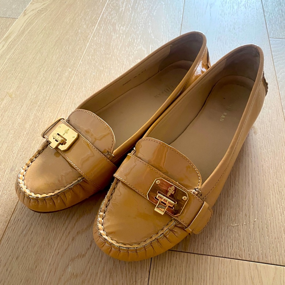 Cole Hann patent tan leather flats